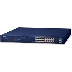 Planet GSW-1820HP Netzwerk-Switch Unmanaged Gigabit Ethernet (10/100/1000) Blau 1U Power over Ethernet (PoE (16 Ports), Netzwerk Switch, Blau