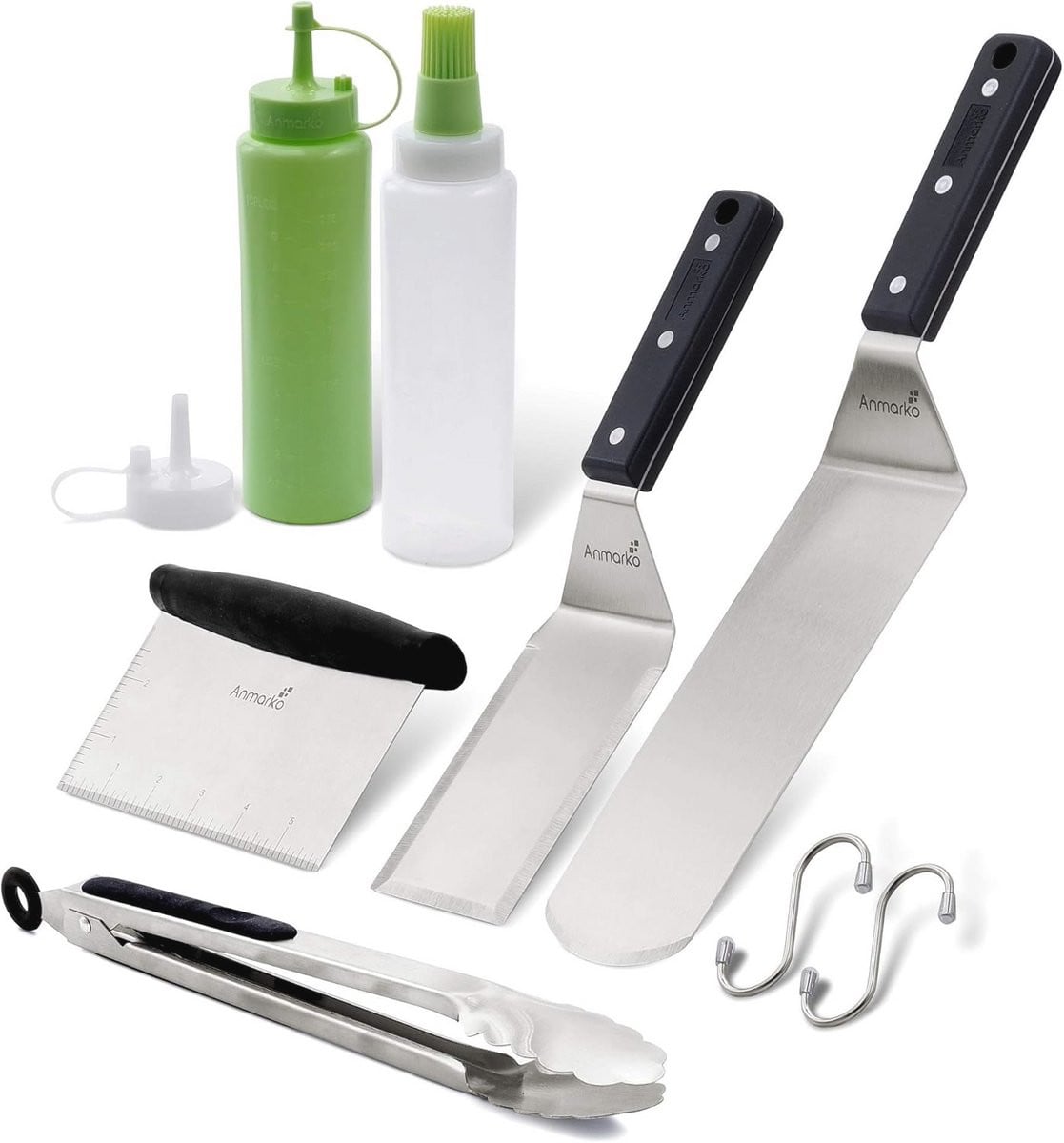 Anmarko Professionele Grillspatel Set van Roestvrij Staal - 6-delige Zilverkleurige Heavy Duty BBQ Accessoires