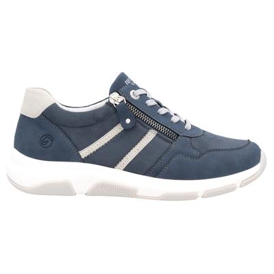 Keilsneaker REMONTE, Damen, Gr. 39, Textil, blau (jeansblau, hellgrau), Lederimitat, Textil, Schuhe, Freizeitschuh, Halbschuh, Schnürschuh in veganer Verarbeitung