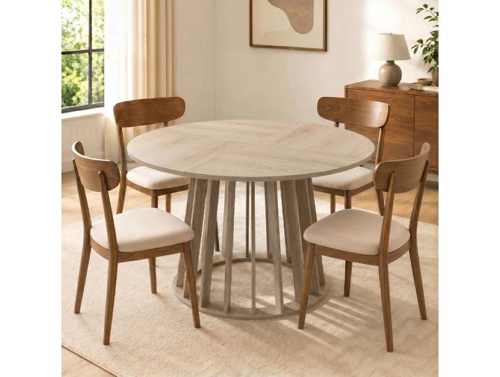 HOMCOM Table Ronde Bois Ø120cm 4-6 Pers Cuisine Salle à Manger