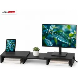 Office Marshal Monitorständer aus Holz, Monitor Erhöhung, Schwarz