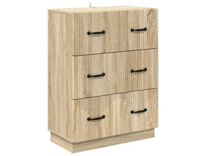 QINXIXINAIXI Schubladenschrank Sonoma-Eiche 66 x 34,5 x 87 cm Holzwerkstoff Verstellbare Regale, abschließbare Türen, pflegeleicht, für Wohnzimmer, Schlafzimmer, Büro