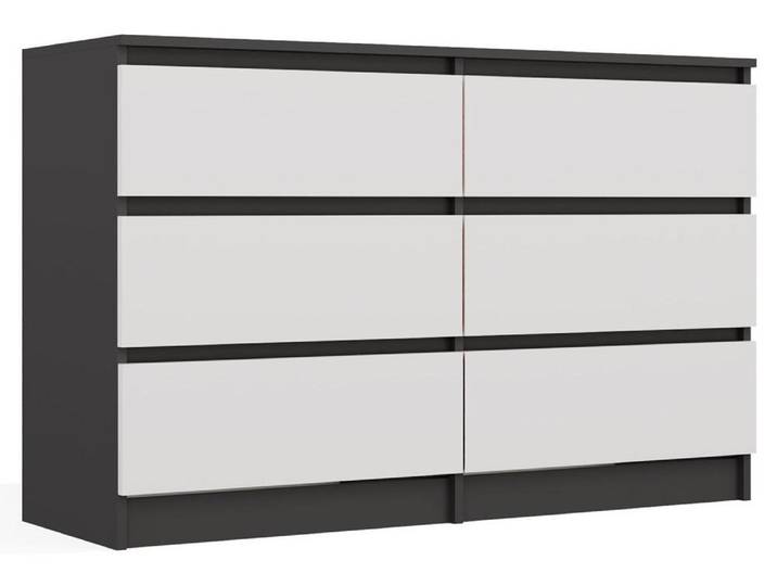 Commode large avec tiroirs TAAVI - anthracite / blanc