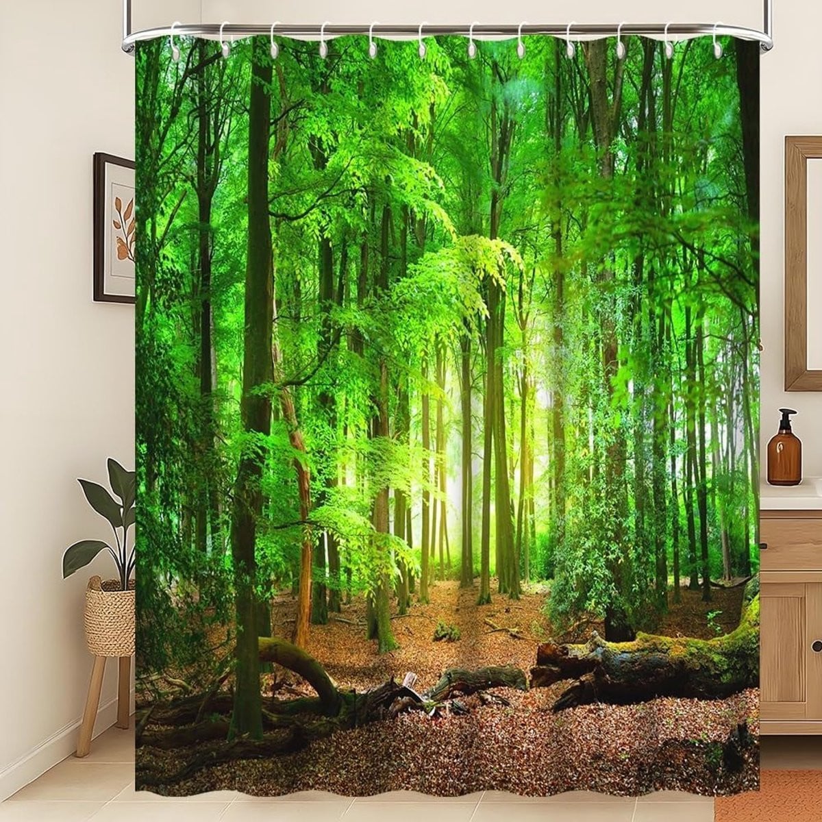 Douchere curtain met 3D natuurlandschap van een tropisch loofbos - ShopVlot