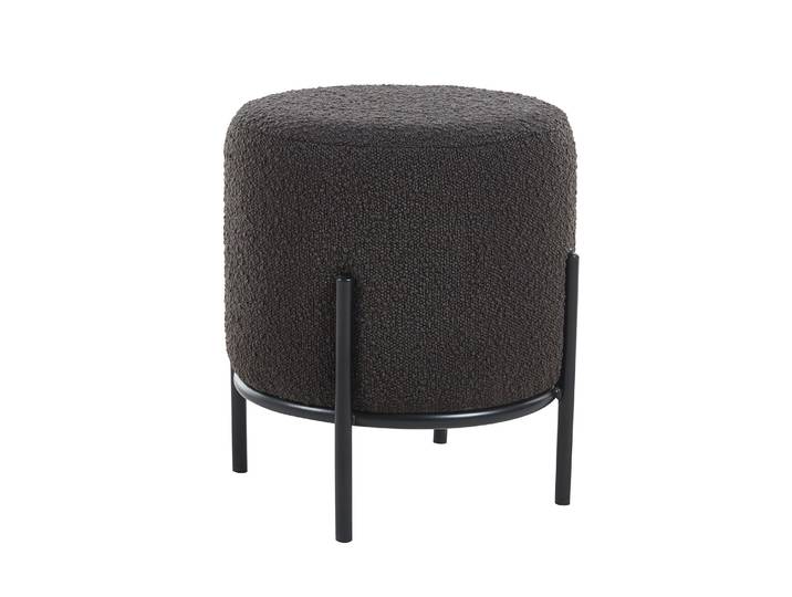 Salesfever Polsterhocker Bouclé rund Schwarz