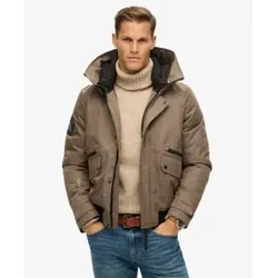 Superdry für Herren. M5012048A Beigefarbene, wattierte City-Tweed-Bomberjacke (S), Lässig, Recyceltes Polyester