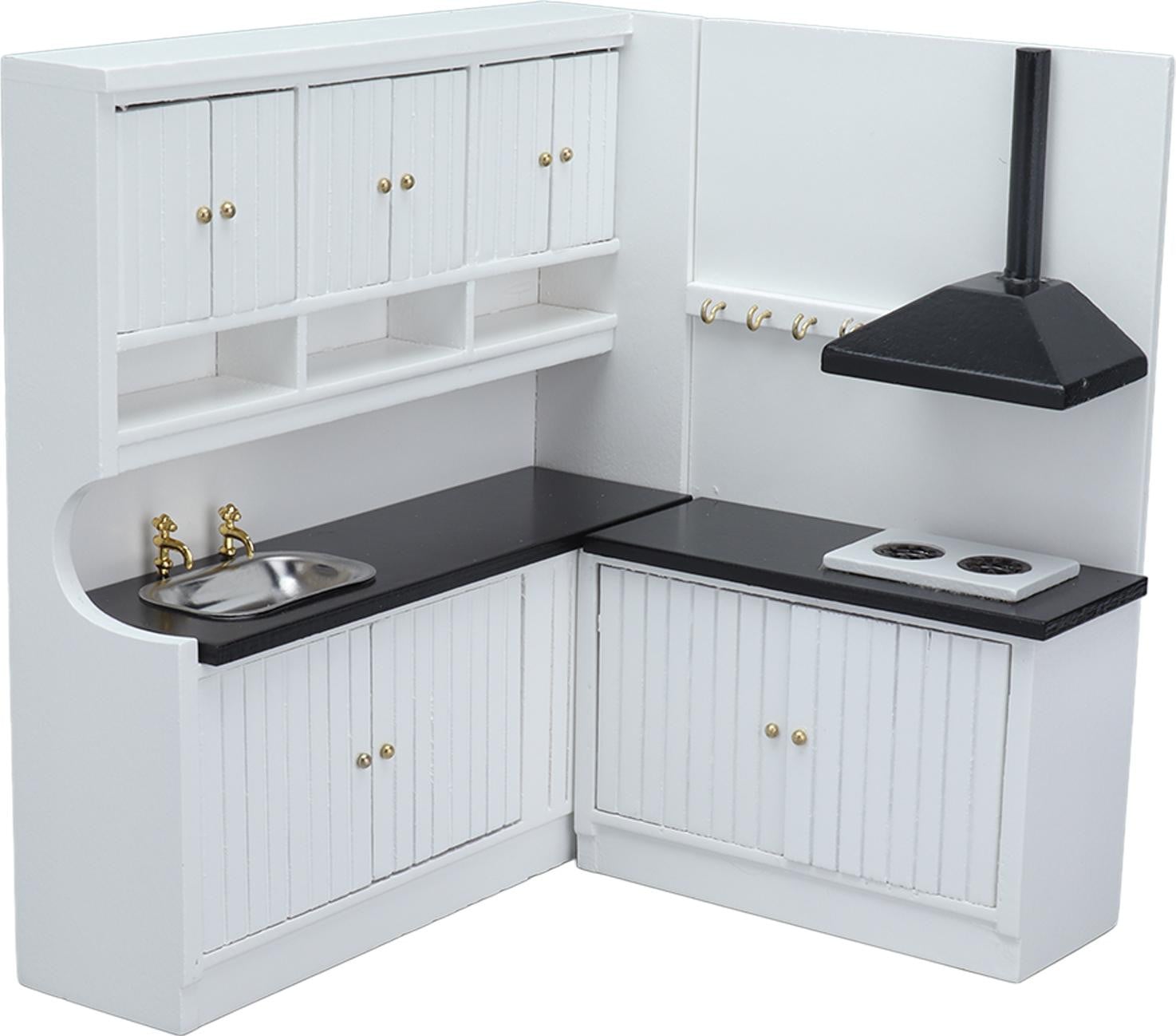 Gistuch Poppenhuiskeuken miniatuurmodel met houten meubels