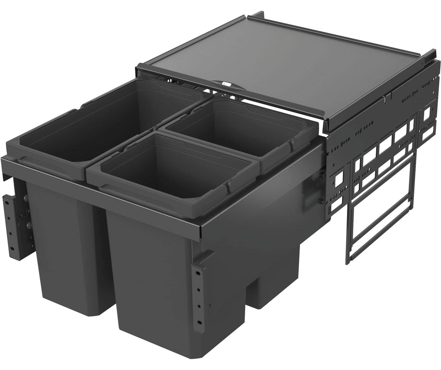 Einbau-Mülleimer für die Küche - Papierkorb - Mülltrenner - Abfallbehälter - Müllcontainer - mit 3 Fächern