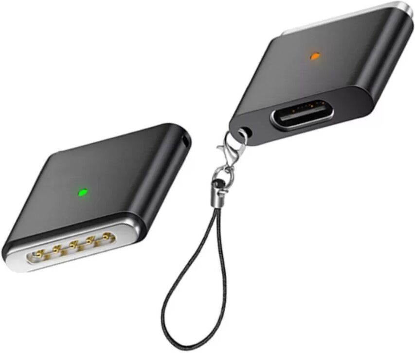 INF MagSafe 3 100W magnetischer USB-C-zu-MagSafe-3-Adapter AP3-100T, Aluminiumlegierung, Schnellladung, LED-Anzeige, kompatibel Schwarz