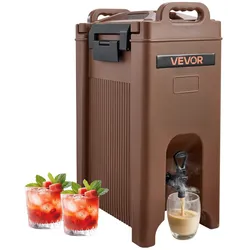 VEVOR isolierter Getränkespender 19 L Heiß- und Kaltgetränkespender mit Zapfhahn & Griff, lebensmittelechter Thermo-Getränkespender-Kühler für Tee Kaffee Wasser in Cafés und Restaurants, Braun