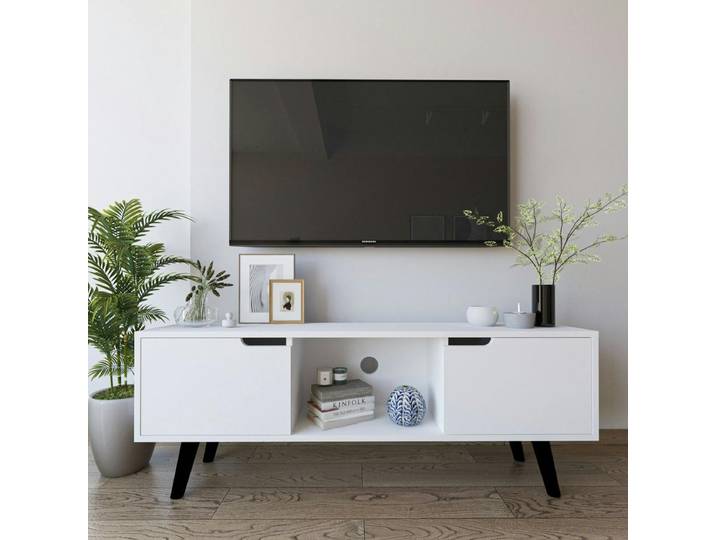 Meuble TV compact 2 portes MARFA - Blanc
