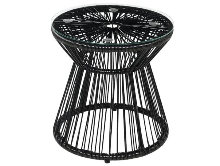 Outsunny Beistelltisch aus PE Rattan mit Glastischplatte 40x40x42cm Schwarz