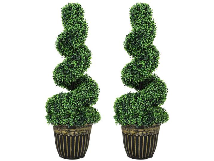 Homcom Künstliche Pflanzen 2er-Set, UV-beständige 90 cm Kunstpflanze im Blumentopf, Grün, Kunststoff, 90 cm, Dekoration, Blumen & Blumentöpfe, Kunstpflanzen