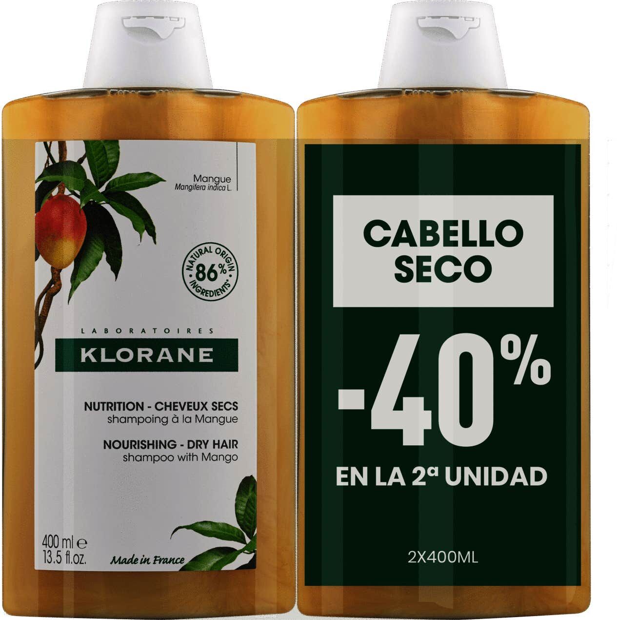 Klorane Champú al Mango 2x400 ml