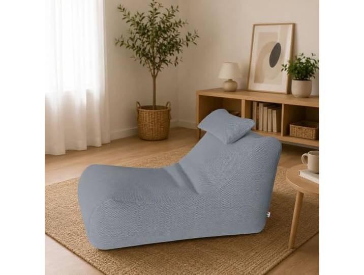 Talamo Italia - Pouf Abuli, Mehrzwecksessel, Sitzsack, Hockerhocker, Made in Italy, 70x120 h65 cm, Hellgrau