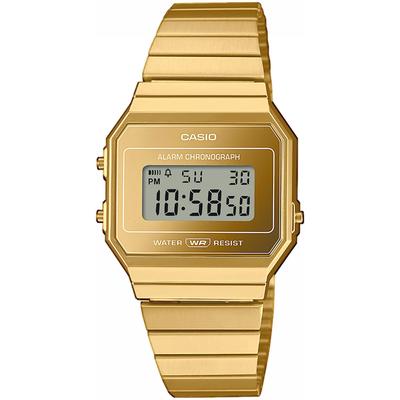 Chronograph CASIO VINTAGE, gold (goldfarben), Armbanduhren, Damen, Chronograph, Quarzuhr, Armbanduhr, Damenuhr, Herrenuhr,Digitaluhr, Edelstahlarmband