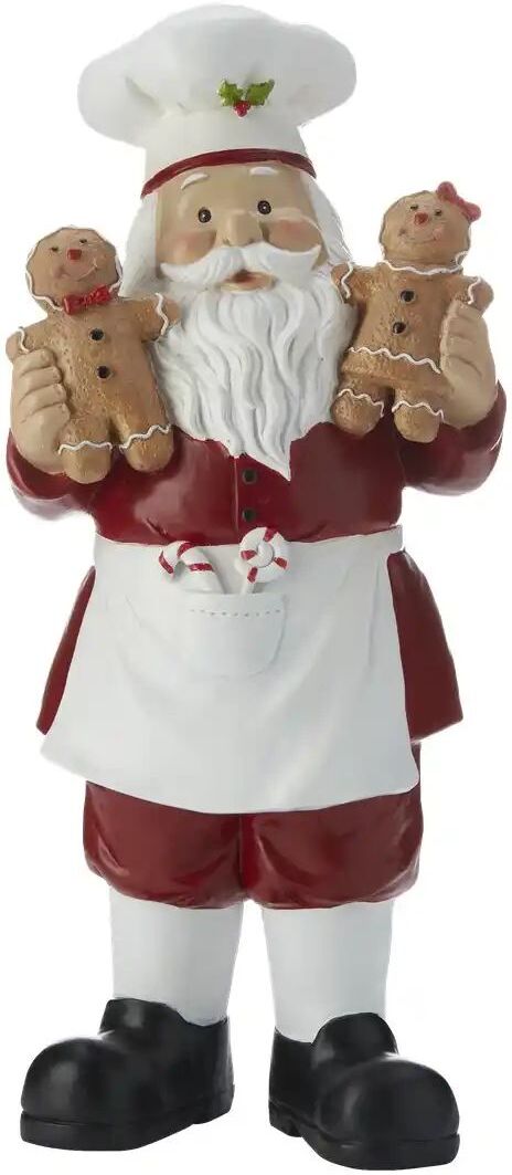 HOME STORY Dekofigur Santa mit Lebkuchen   ¦ rot ¦ Polyresin (Kunstharz),Stein ¦