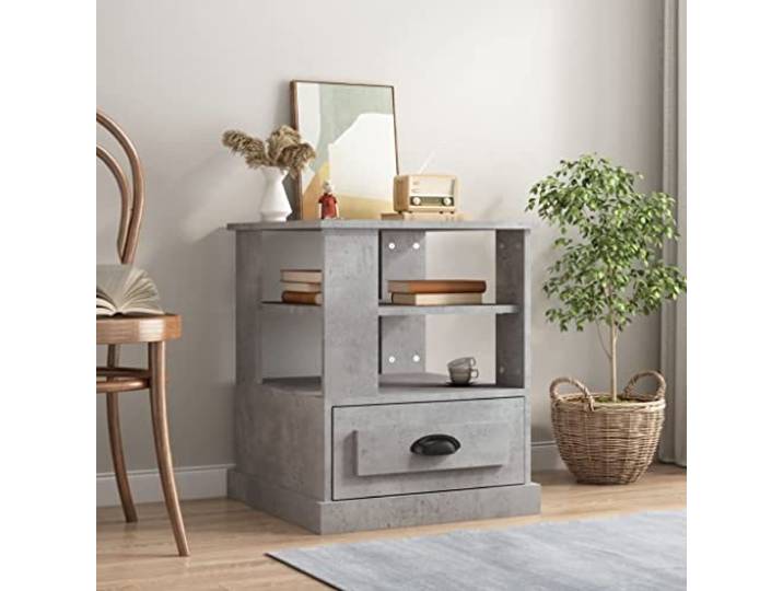 KPOUTRFG Beistelltisch Betongrau 50x50x60 cm Holzwerkstoff Sofatisch Glatte Oberfläche, feuchtigkeitsbeständig, stabile Konstruktion, mit Anleitung, vielseitig nutzbar