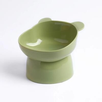 Uplift Picks Elevated Cat Bowls Anti Vomiting Tilted Feeder And Waterer Set green