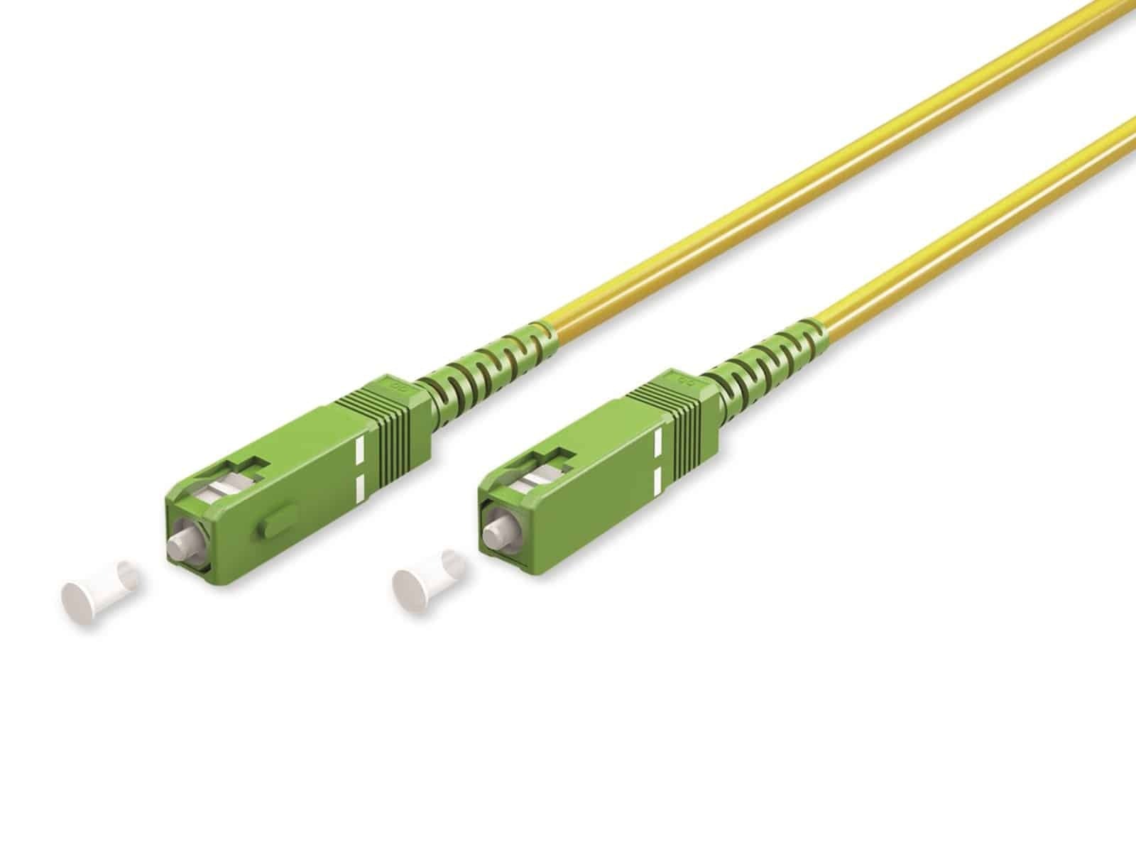 Goobay 59637 Glasvezelkabel FTTH single-mode OS2, geel, simplex, SC-APC naar SC-APC, 0,5 m
