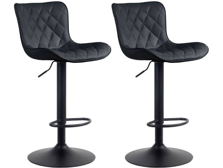 TPFLiving Barhocker höhenverstellbar (Barstuhl - Hocker für Küche - stabiles Drehgestell), Thekenstuhl mit bequemer Sitzfläche: Kunstleder schwarz