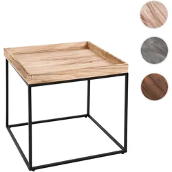 Beistelltisch HWC-K71, Kaffeetisch Couchtisch Tisch, Paulownia-Holz Metall 60x60x60cm ~ naturfarben