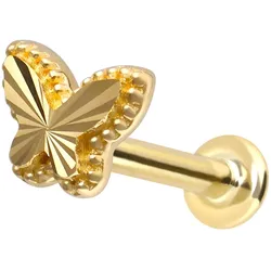 14 Karat Gold Labret mit Innengewinde SCHMETTERLING