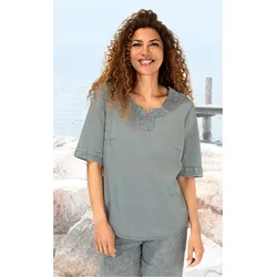 Baumwoll-Bluse in Muster grau in Größe 42 von DW-Shop, Grau, 42