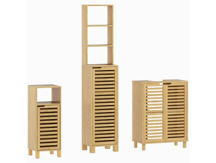 BADEZIMMERSCHRANK-SET Bambus Naturholz