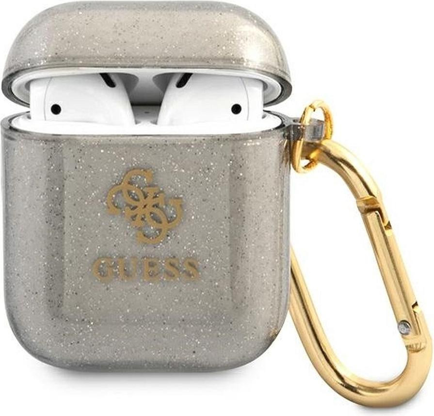 Guess Airpods hoesje zwart glittercollectie