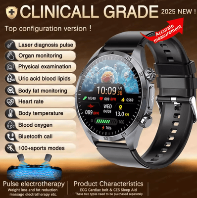 Inspire Picks PulseGuard AI Health Smartwatch ECG PPG Blood Pressure & Uric Acid Monitor black