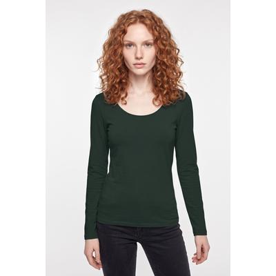 Langarmshirt VERO MODA "VMMAXI MY LS SOFT UNECK NOOS", Damen, Gr. M, grün (scarab), Jersey, Obermaterial: 95% Baumwolle, 5% Elasthan, unifarben, slim fit normal, tiefer Rundhals, Shirts Langarmshirt, Baumwollmischung, slim fit