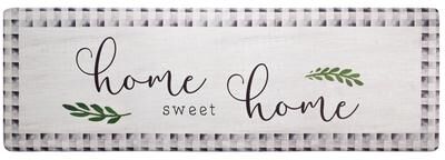 SoHome Cozy Living Home Sweet Home Buffalo Check Border Anti-Fatigue Kitchen Mat, Grey/Black