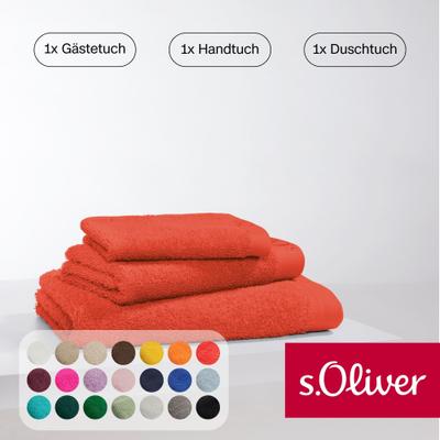 Handtuch Set S.OLIVER "s.Oliver, Premium Qualität, 600 gr/m²", rot, 3 Stk., Walkfrottier, Walkfrottier, Obermaterial: 100% Baumwolle, Handtuch-Sets, 1 Gästetuch 30x50 cm, 1 Handtuch 50x100 cm, 1 Duschtuch 70x140 cm