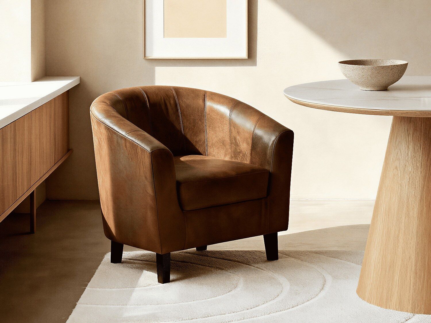 Vente-unique Fauteuil van microvezel - Oud bruin - CRISTOBAL II
