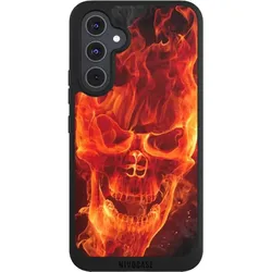 Nivocase Handyhülle für Samsung Galaxy A54 5G Hülle NIVOpure Case Schwarz Feuer Schädel Totenkopf (Samsung Galaxy A54 5G), Smartphone Hülle, Schwarz