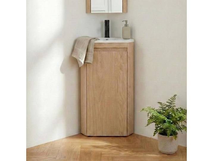 Ensemble lave-mains SORRENTO d'angle sur pieds avec robinet noir