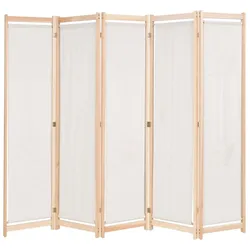 vidaXL 5-teiliger Raumteiler Creme 200 x 170 x 4 cm Stoff
