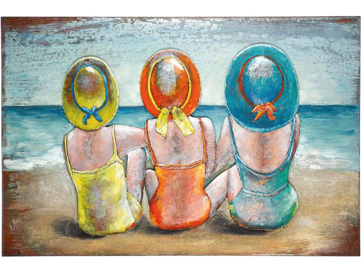 Leinwandbild CASABLANCA BY GILDE Bild rechteckig Beach Ladies , bunt (farbe bild(er): mehrfarbig), B:120cm H:80cm T:3cm, Metall, Bilder, Leinwandbild