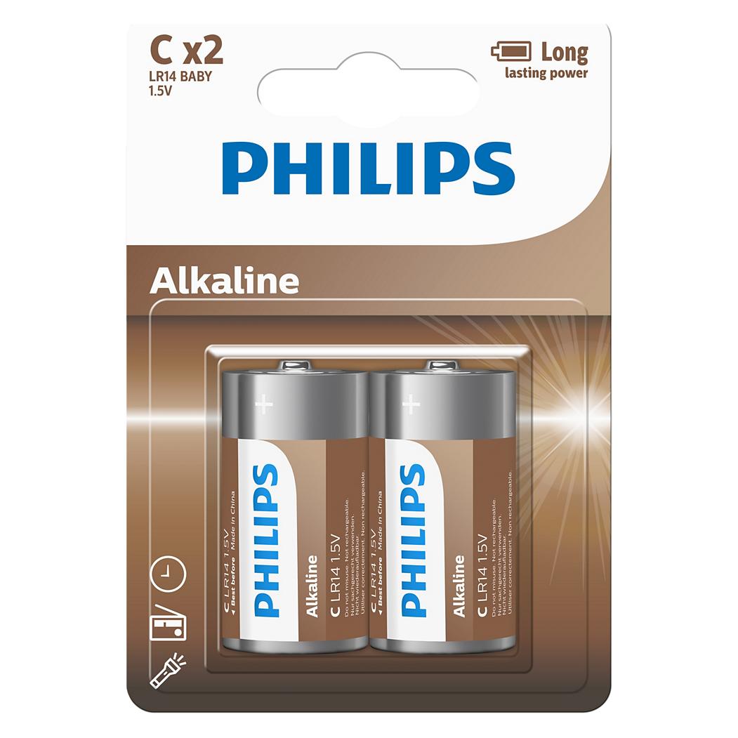 Philips ALKALINE PILA C LR14 BLISTER*2 (2 Stk., C) (LR14E2B/10)