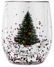 Uplift Picks Double Wall Christmas Glass Mug Heat Resistant Holiday Coffee Cup white 300 Ml