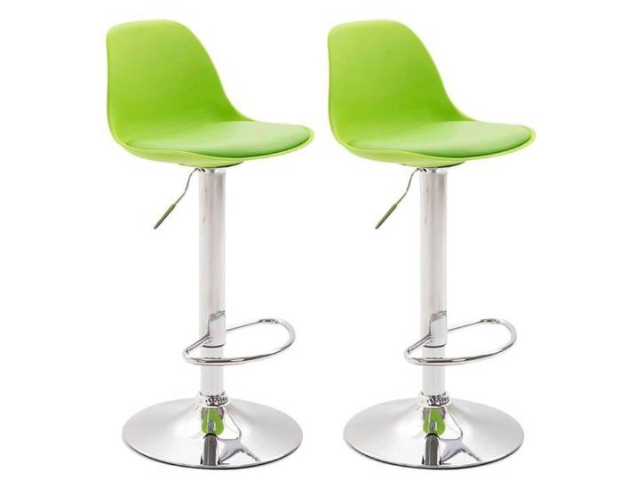 Lot de 2 tabourets de bar - CLP - Kiel - Similicuir - Vert - Chrome