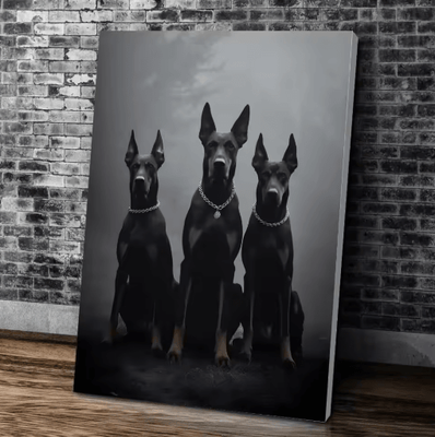 Inspire Picks Doberman & Woman Canvas Art Modern Dog Portrait Wall Decor For Stylish Homes 1 21x30cmframeless