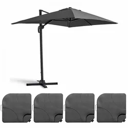 Oviala Business Freistehender Sonnenschirm 2x3 m und 4 Platten zum Befüllen Aluminium grau