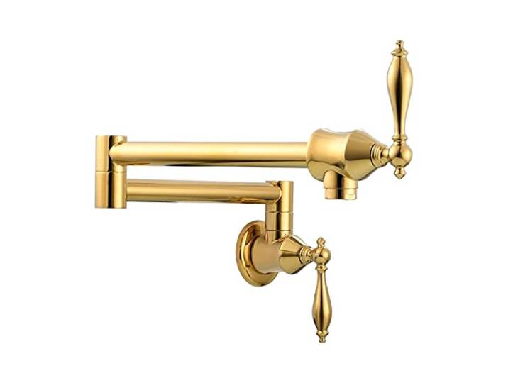 Drehhahn, Messing Topffüller Wasserhahn Faltbarer Küchenarmatur Doppelfunktionshahn mit 2 Griffen Wandmontage Nur kaltes Wasser(Titanium 1 Function)