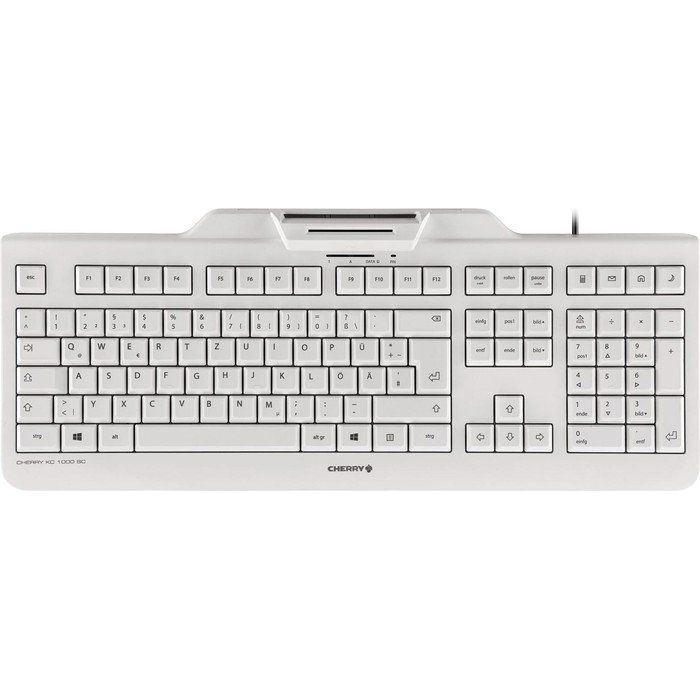 Cherry KC 1000 SC Keyboard mit Smart Card Reader USB PN Layout weiß-grau JK-A0100PN-0