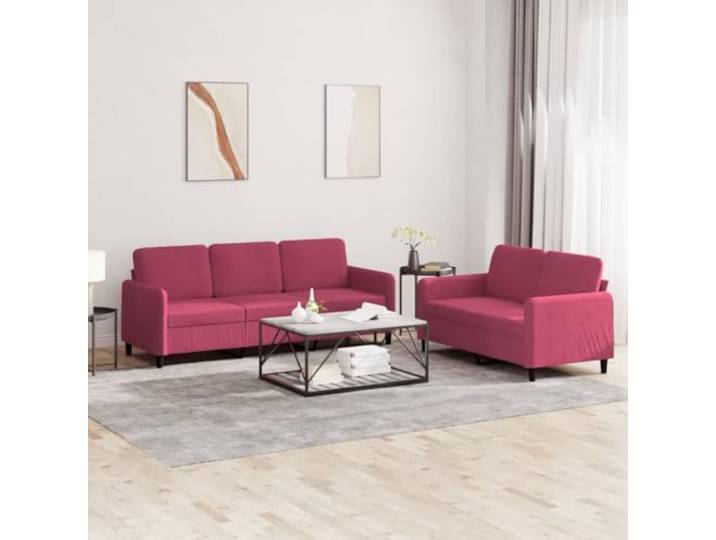 HEFZGDB 2-TLG. Sofagarnitur Weinrot Samt mit robustem Gestell und bequemer Polsterung für Entspannung und Fernsehen, strapazierfähiges Design mit samtweichem Stoff und Stabiler