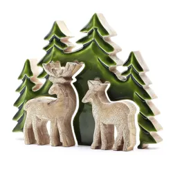 Lost in the Forrest -  Two Dear in the Forrest 3D Wooden Decoration - 18x23cm