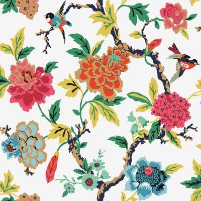 Roommates Waverly Red & Green Candid Moments Peel and Stick Wallpaper