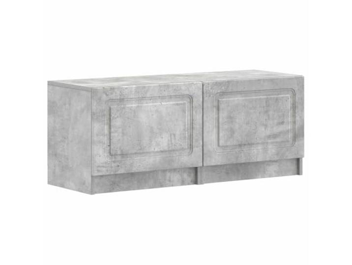 TV-Schrank in Betongrau aus technischem Holz, umkehrbare Türen Holztechnik, Betongrau, schlankes Design, reversible Türen, Stauraum, feuchtes Tuch